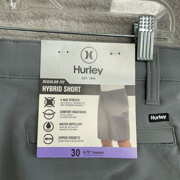 NEW Hurley Men's Size 30 Gray Hybrid Shorts Regular Fit Water-Repellent 4-Way - Picture 3 of 7
